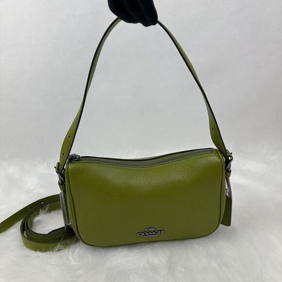 Coach Kailey Shoulder/Crossbody Bag In Leather/Bright Olive CY707 NWT - Picture 2 of 11